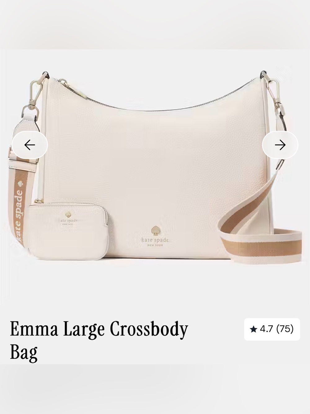 NWT: Kate Spade Emma Large Crossbody Bag